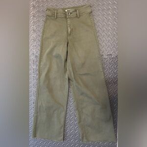 Oat New York jeans. Forest Green, wide leg, 25/0.